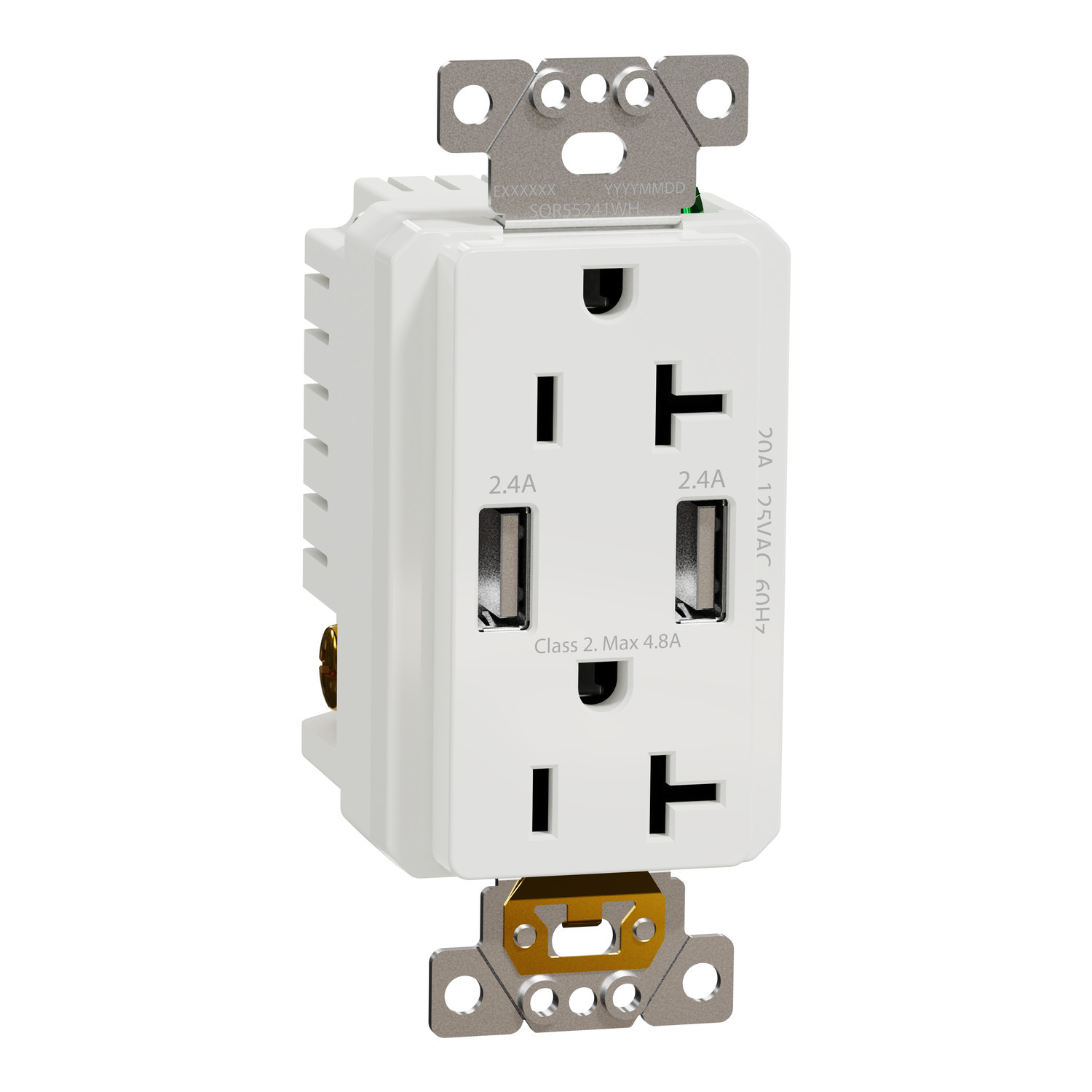 SQR55241WH X Series, 125 V, 20 A, 2 x 2P + E Poles, white