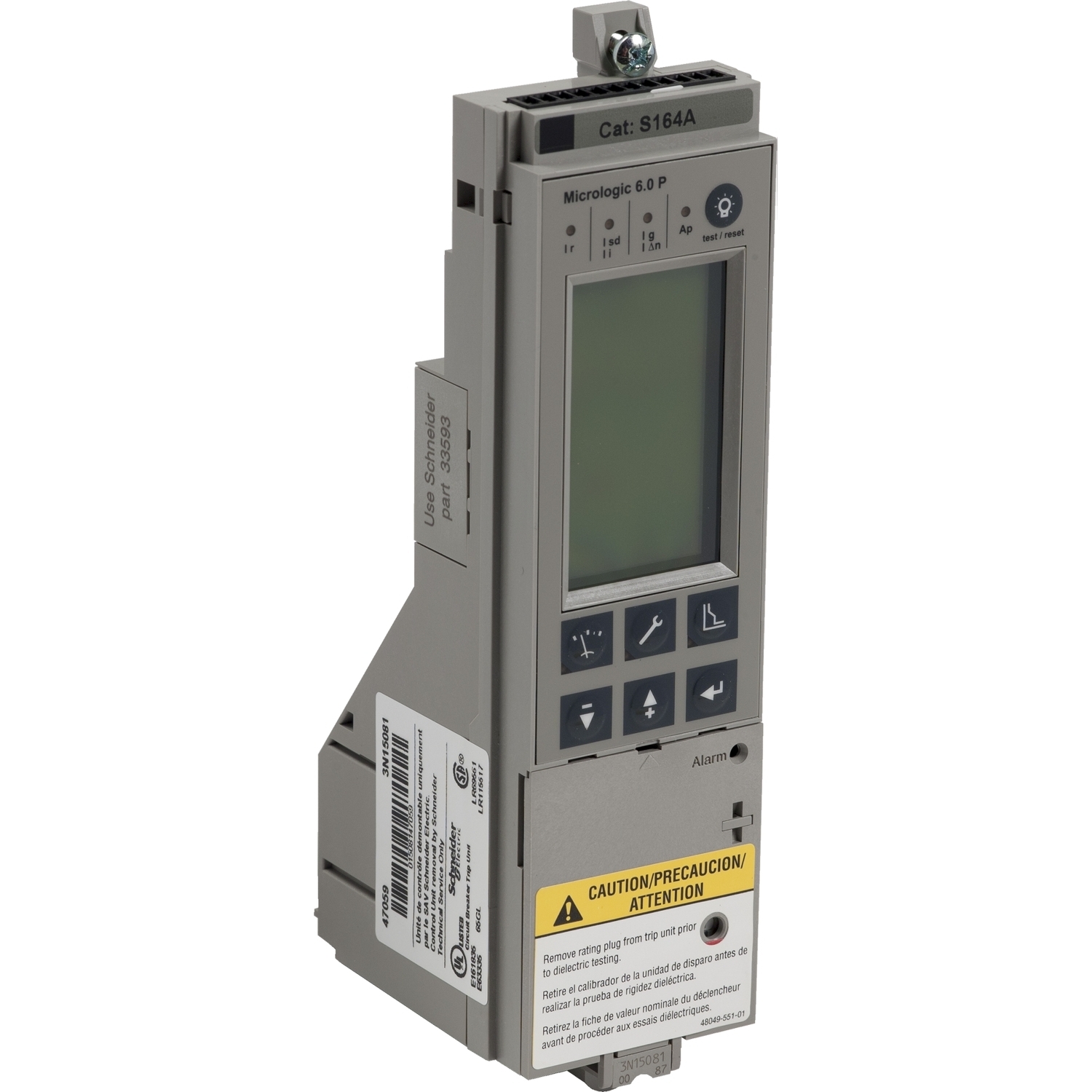 S164A Micrologic 6.0 P Electronic LSIG Breaker Trip Unit, 6 Poles, P/R Frame, For Use With PowerPact NS, NT, NW, PG, PJ, PK, PL, RG, RJ, RK, RL Molded Case and Insulated Case Circuit Breaker
