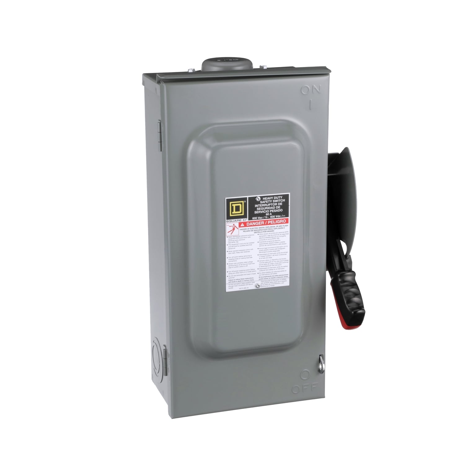 HU362NRB F6 Heavy Duty Non-Fusible Disconnect Rainproof Safety Switch With Bolt-On Hub Provision, 600 VAC/VDC, 60 A, 30 hp at 600 VAC 1-Phase, 60 hp at 600 VAC 3-Phase, 30 hp at 600 VDC, 3 Poles