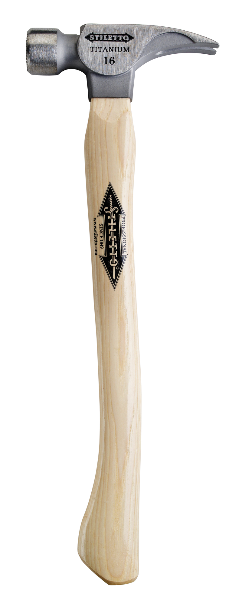 TI16MC Nailing Framing Hammer, 18 in OAL, Milled Face, 16 oz Titanium Head, Straight Claw, Hickory Handle