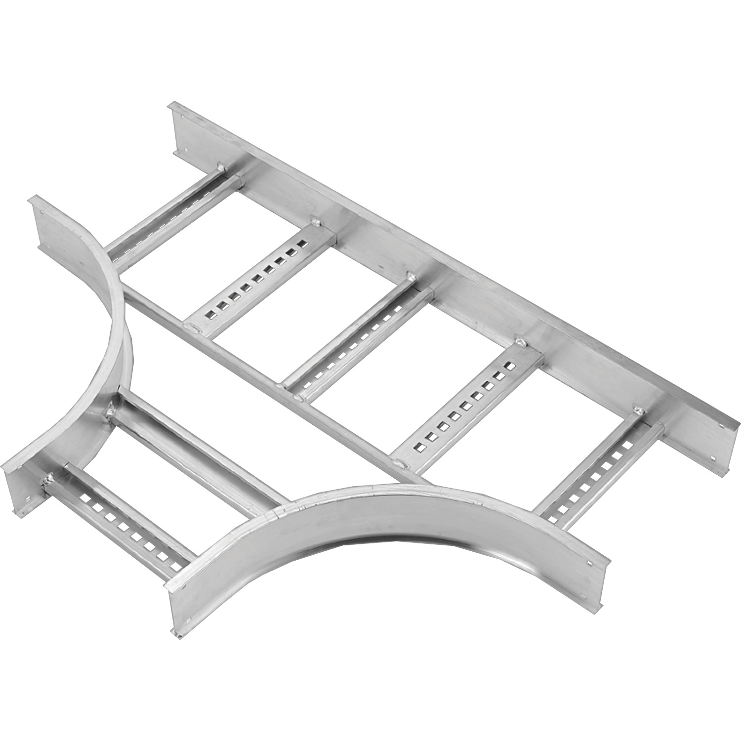 AHF612LHT12 H-Style Horizontal Tray Tee, 12 in W Tray, 6 in H, 12 in Bend Radius, Ladder Bottom, Aluminum