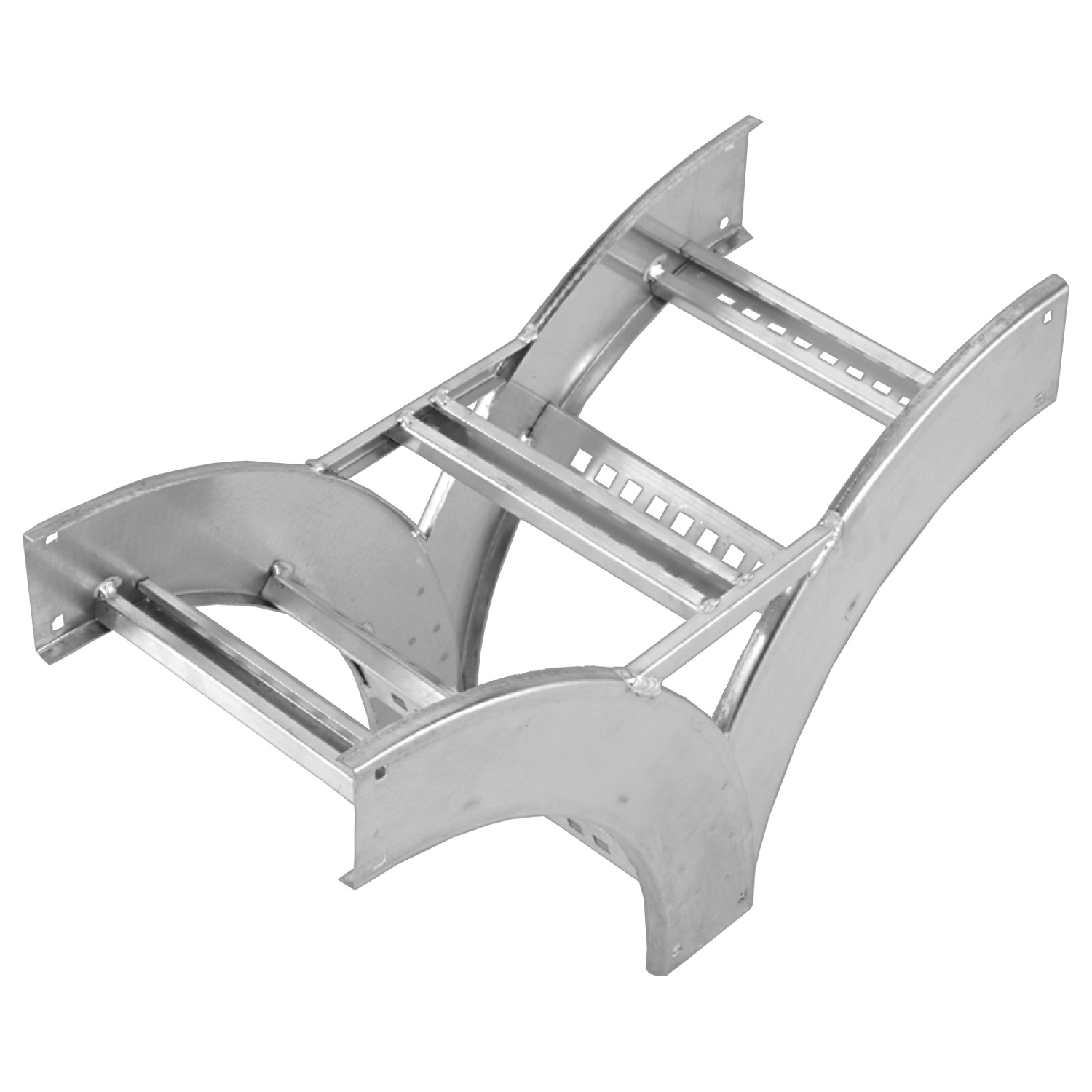 AHF612LVTD12 H-Beam Vertical Tee Down, 12 in W Tray, 6 in H, 12 in Bend Radius, Ladder Bottom, Aluminum