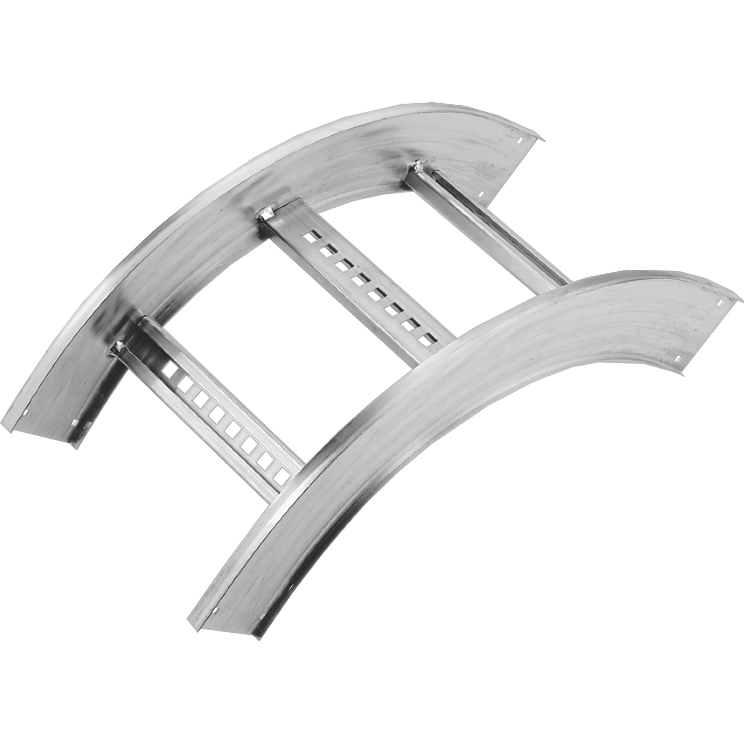 AHF624LVO9024 H-Beam Vertical Outside Bend, 24 in W Tray, 90 deg, 24 in Bend Radius, Ladder Bottom, Aluminum