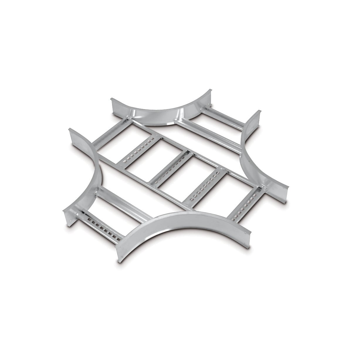 AHF612LHX12 H-Style Horizontal Tray Cross, 12 in W Tray, 12 in Bend Radius, 6 in H, Aluminum, Ladder