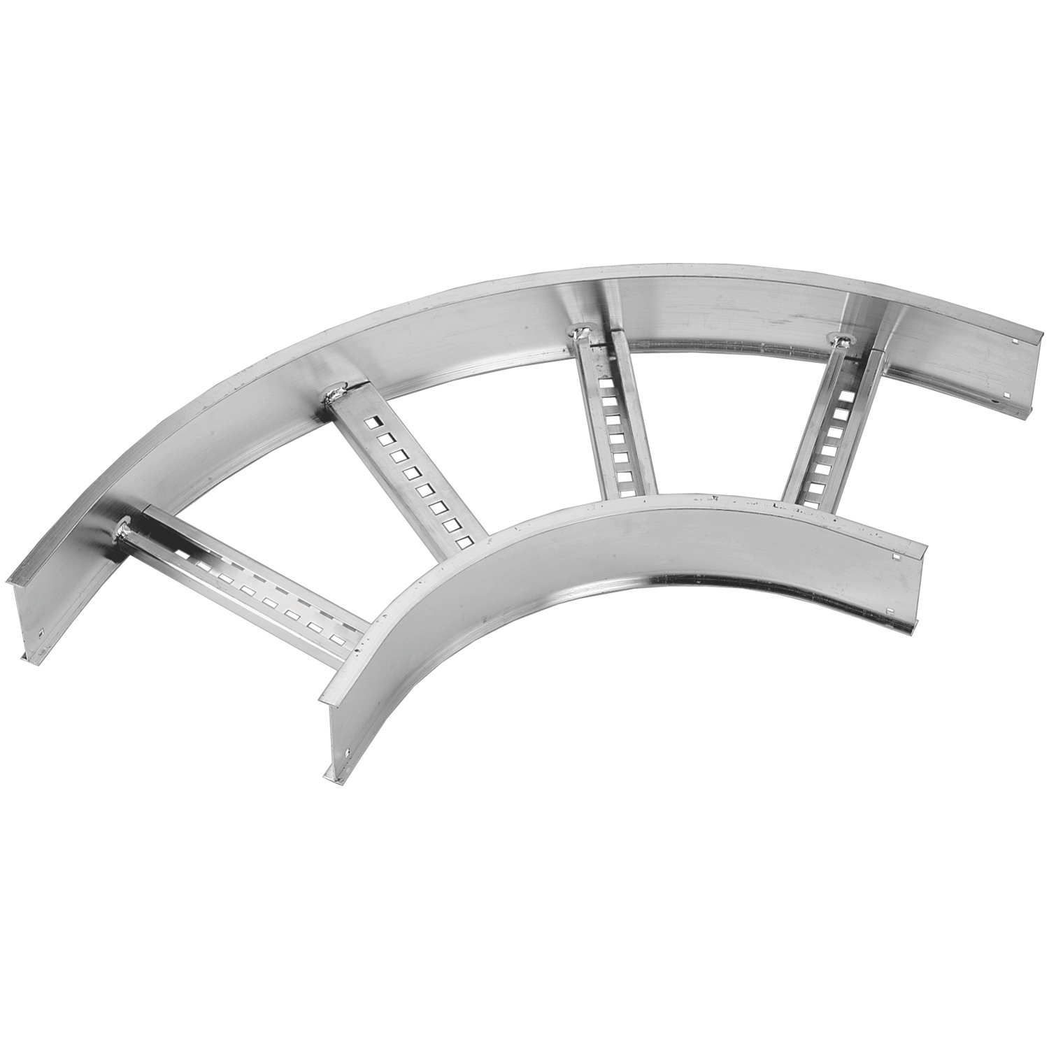 AHF642LHB9024 H-Beam Horizontal Bend, 42 in W Tray, 90 deg, 24 in Bend Radius, Ladder Bottom, Aluminum