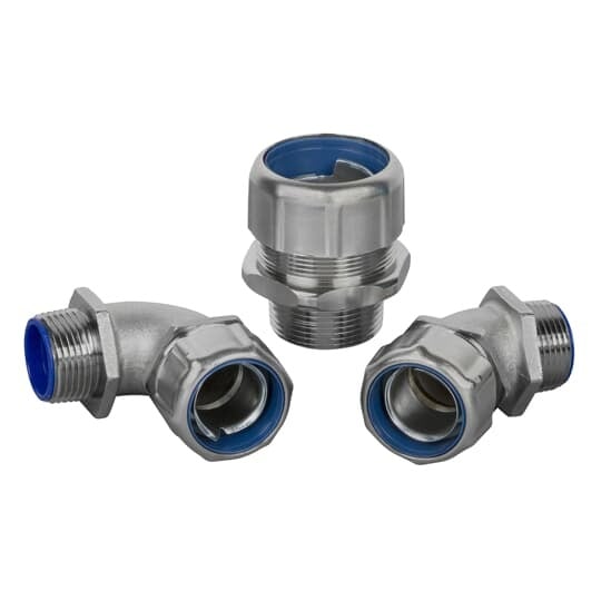 9332-NB T&B 5300/9300-NB Halogen-Free Straight Liquid Tight Conduit Fitting, 1/2 in Trade, M20 Cable Openings, Brass, Nickel Plated