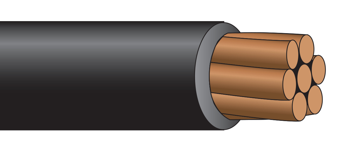 USE2BK ServicePro-X Type RW90 Cable Wire, 1 kV, (1) 2 AWG Stranded Copper Conductor, Black