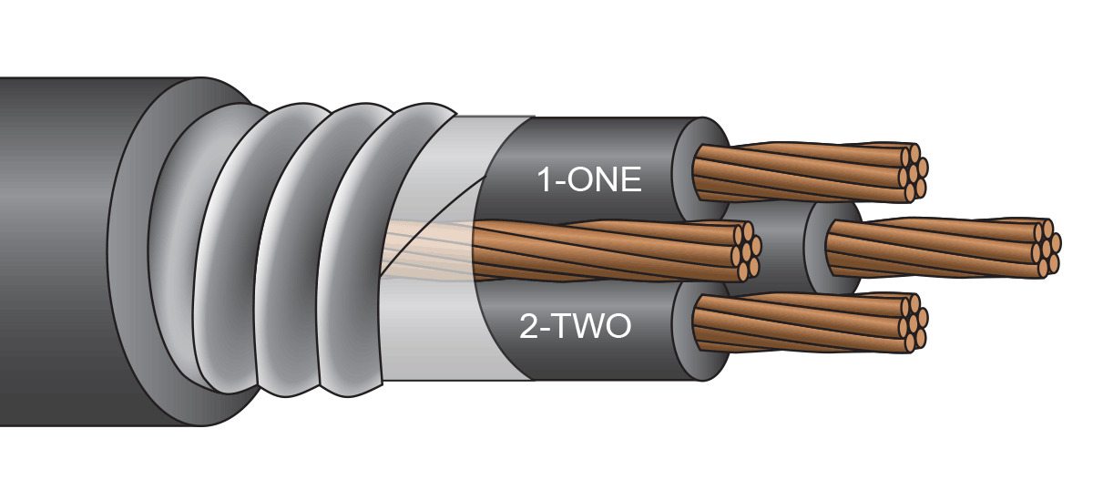 AAP4/3 Type XHHW-2 Jacketed MC Armored Cable, 600 V, (3) 4 AWG Stranded Copper Conductor