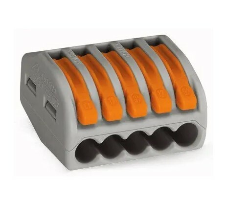 222-415/K194-4045 Compact Splicing Connector With Operating Lever, 400 V AC, 32 A, 5 Poles