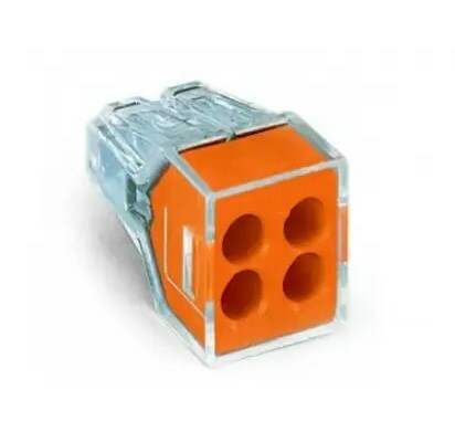 PUSHWIRE®  splicing connector; 4-conductor; orangeClam shell of 10 pieces