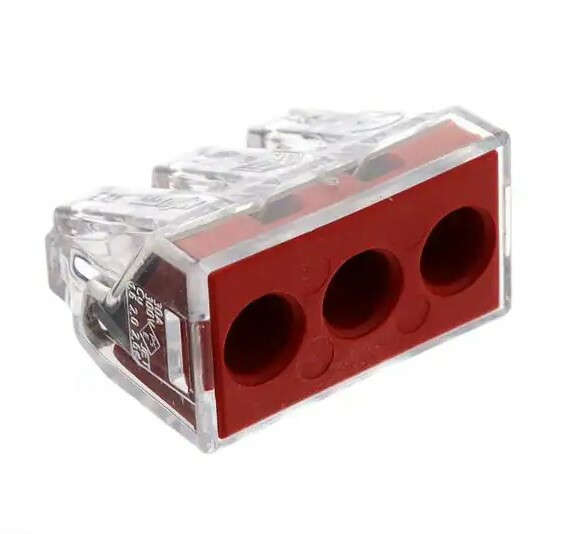 PUSHWIRE®  splicing connector; 3-conductor for 10 AWG; red; Jar of 200 pieces