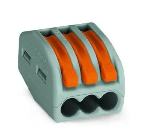 221-413/VE00-2500 221 3-Conductor Terminal Block, 600 V, 32 A, 24 to 12 AWG Wire, 3 Poles