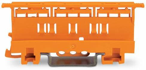 Mounting carrier - Wago (221 series) - Orange color - DIN-35 rail / Wall (screws) mounting - compatible with 4mm diameter conductors