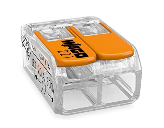 LEVER-NUTS® splicing connector; 2-conductor with operating levers; 24-12 AWG; transparent housing; Clam shell of 10 pieces