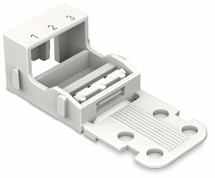 Mounting carrier for screw mounting - Wago (221 series) - for 4mm2 - White color - compatible with 3-conductor term. blck.