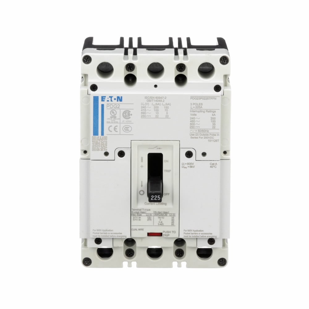 PDG23M0020TFFJ PDG2 PD2 Global Ratings, 600 V AC, 20 A, 65 kA interrupt, 3 poles, T-M Fxd-Fxd TU trip