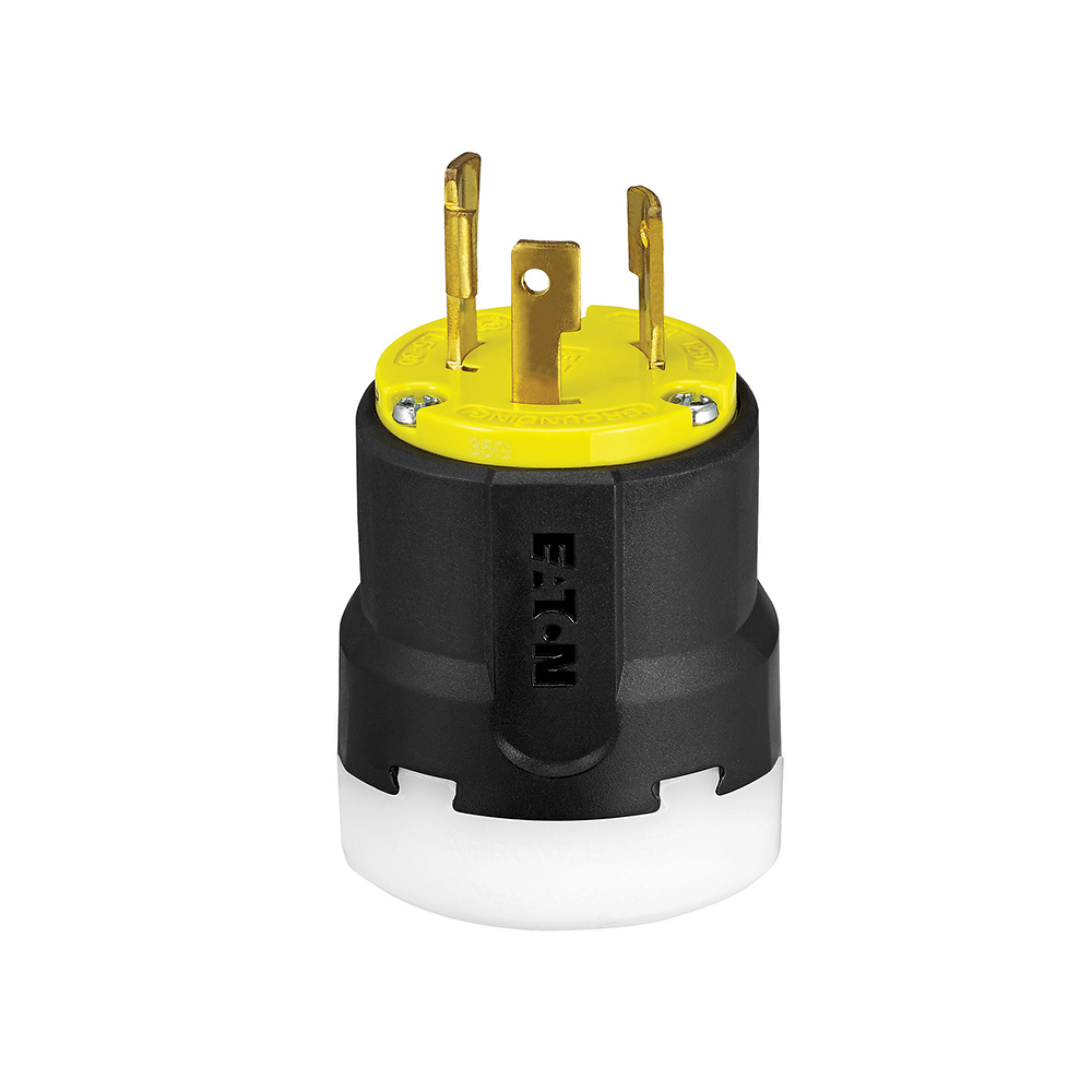 Eaton Arrow Hart Color Coded Locking Plug, Locking Plug, #14-8 AWG, 30A, Industrial, 125V, Back, Yellow, Black, Ultra grip, Nylon, L5-30, Two-pole, Three-wire, Nylon, 0.38 - 1.00" (9.5 - 25.4mm)