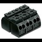 4-conductor chassis-mount terminal strip; 3-pole; PE-N-L1; without ground contact; 4 mm²; 4,00 mm²; black