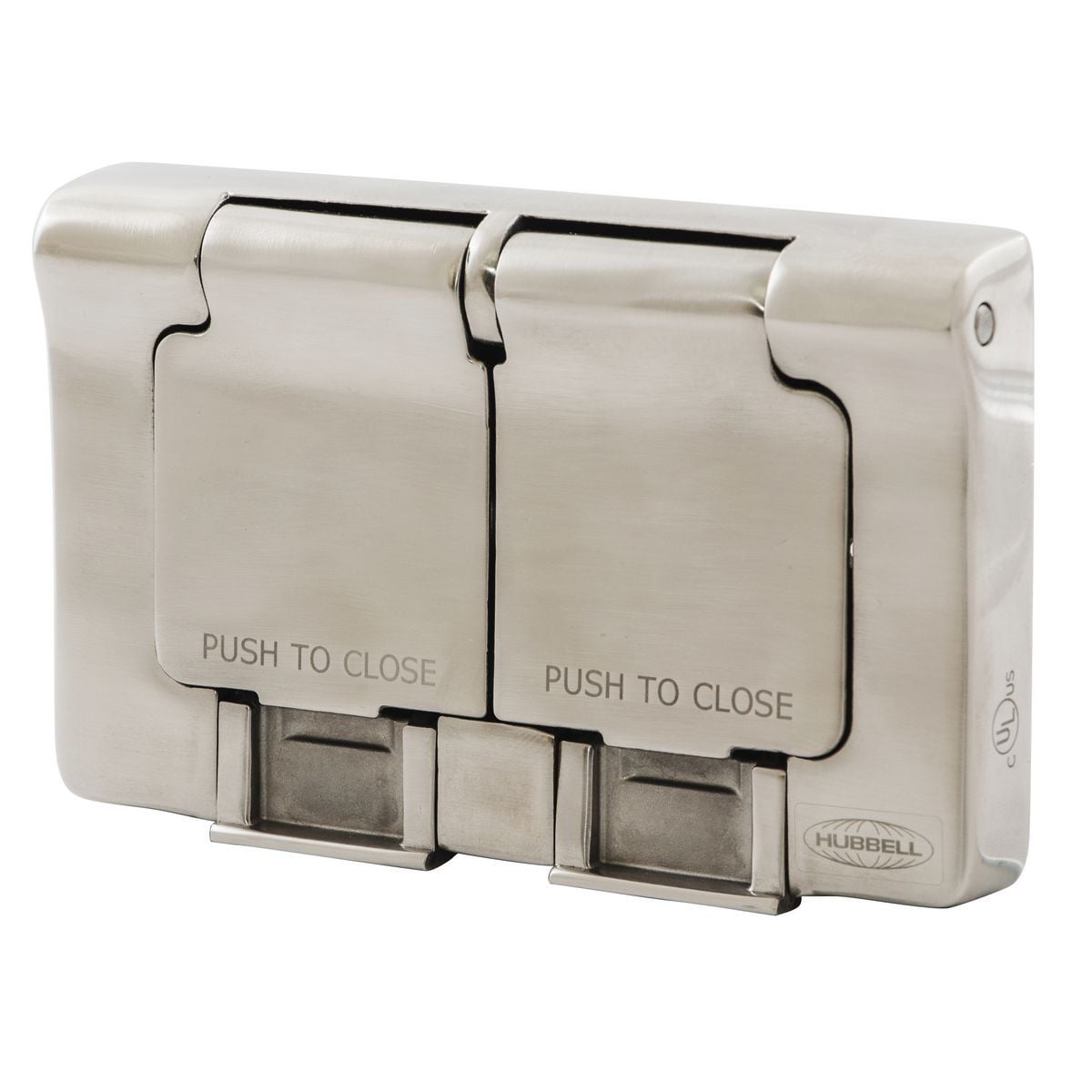 HBLSS84X Corrosion-Resistant Dust-Tight Standard Watertight Weatherproof Cover, 3.06 in L x 4.85 in W x 0.89 in D, Duplex/Latching/2.62 in Dia Opening Cover, 316 Stainless Steel