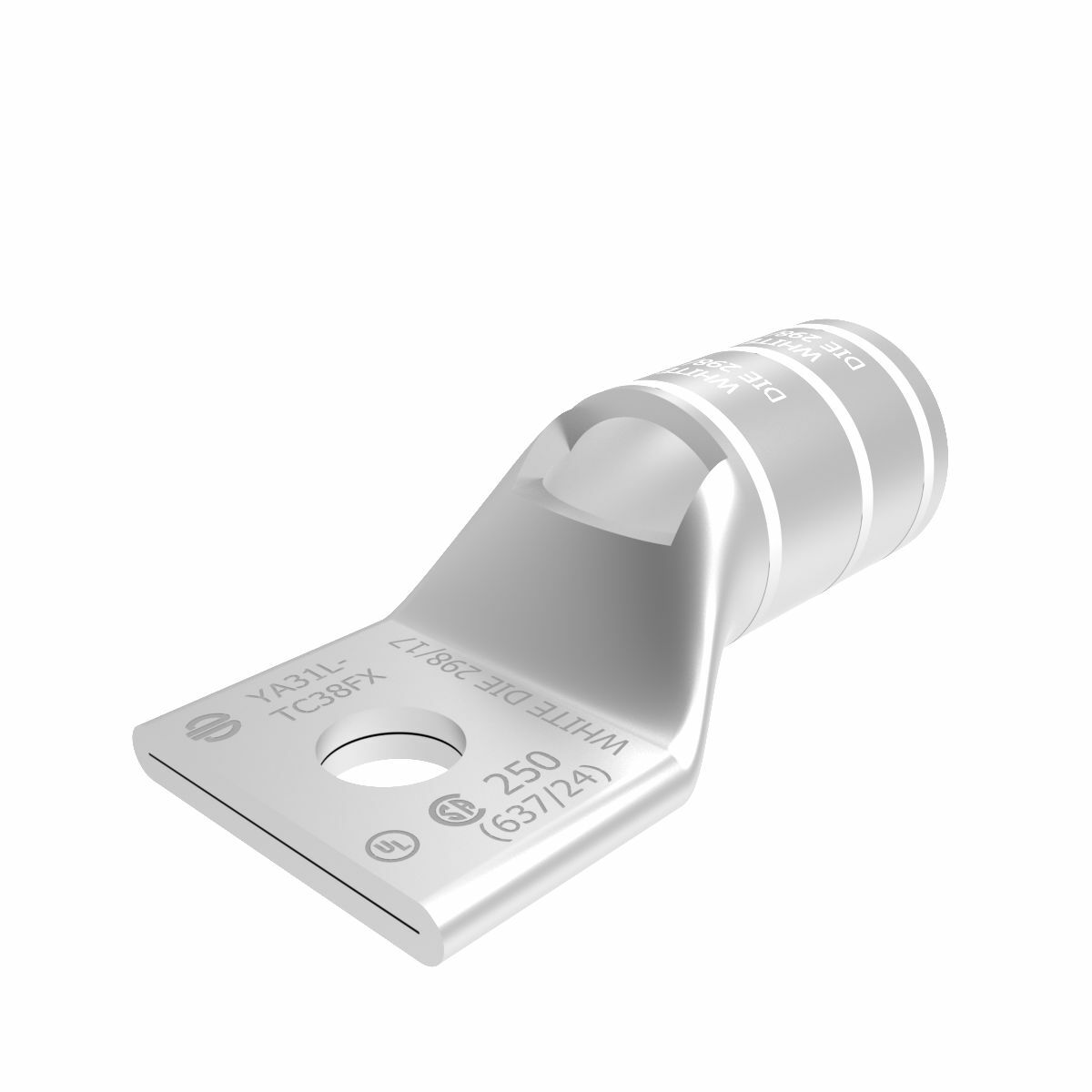 YA31LTC38FX YA-L-FX 1-Hole Compression Lug With Inspection Window, 250 kcmil Flexible Copper Conductor, Die Code: 17, 3/8 in Stud, Copper