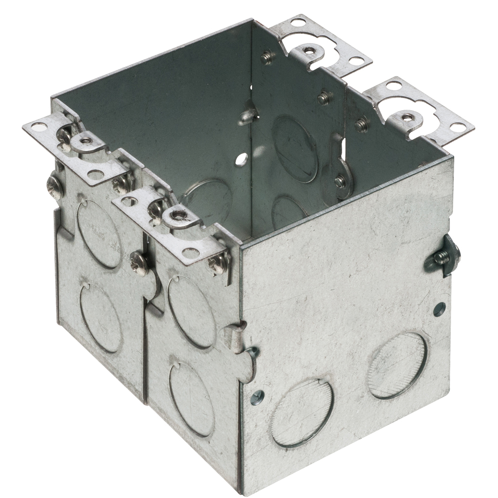 FLB5548 Floor Outlet Box, Steel, 36 cu-in Capacity, 2 Gangs, 14 Knockouts, 3.5 in L x 3.749 in W x 3.749 in D