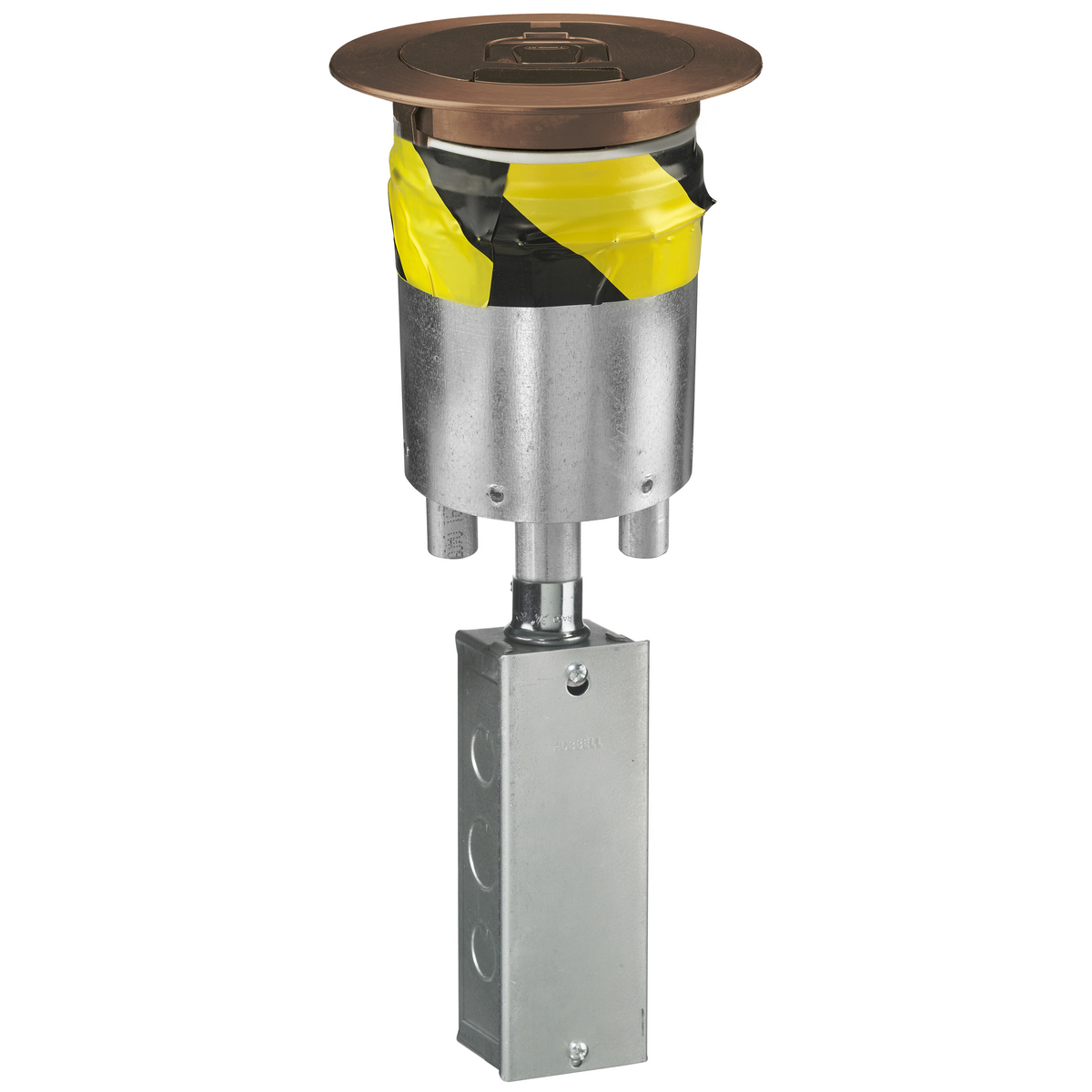 S1R4PTQUADBRZ 1-Piece Recessed Standard Sized Poke-Through Assembled Unit, 4 in Hole, 0.1 in THK Cover, 23.5 cu-in Capacity, Assorted Materials