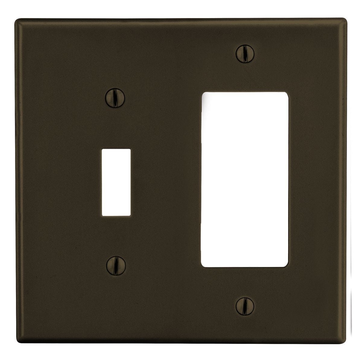 PJ126 Mid-Size Non-Metallic Wall Plate, 2 Gangs, 5 in W x 4.94 in H, Polycarbonate Thermoplastic, Brown