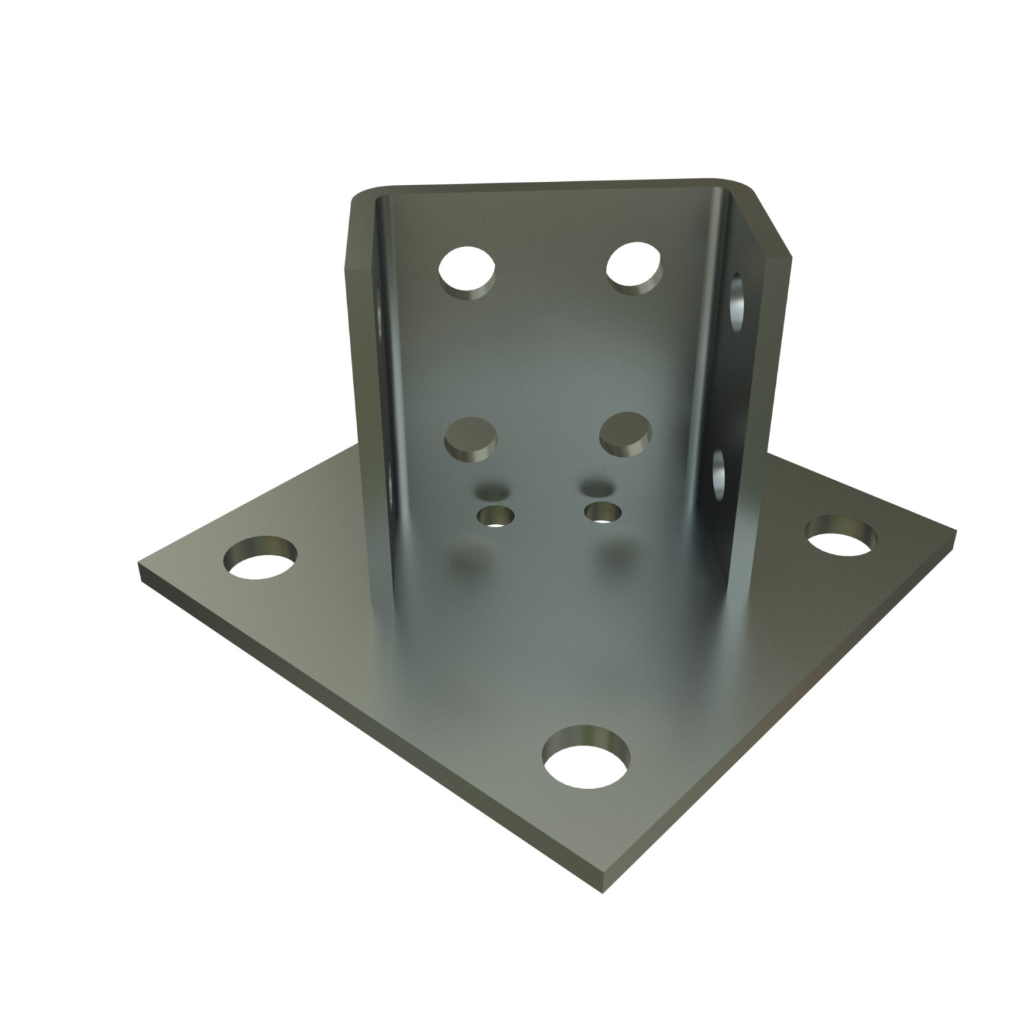 P2073A-EG Square Channel Post Base, 2 Channel, Centered Channel Position, 3-1/2 in H Base, For Use With 1-5/8 in Channel, 33 Stainless Steel