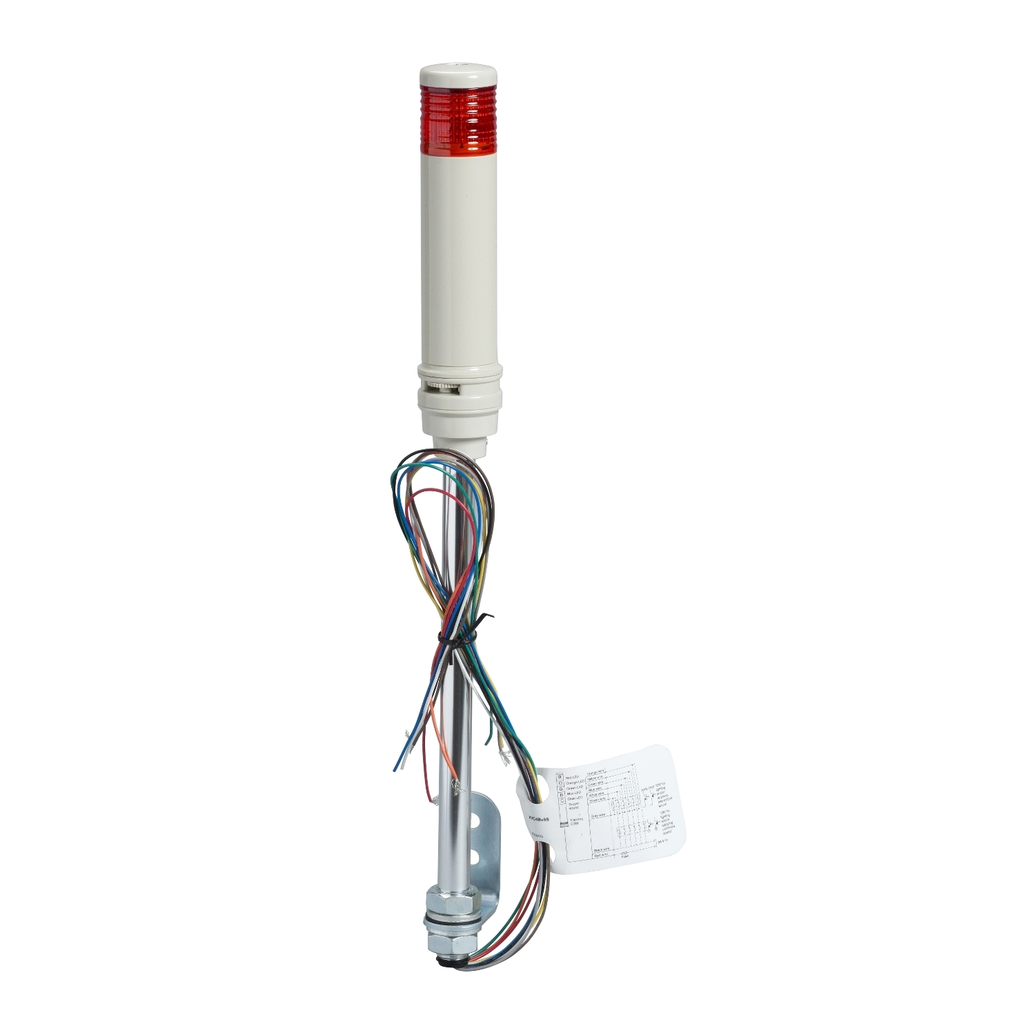 XVC4B15S Harmony Illuminated Pre-Wired Monolithic Tower Light With Buzzer and Flashing Light, 24 V DC, LED Lamp, 1 Light, Red