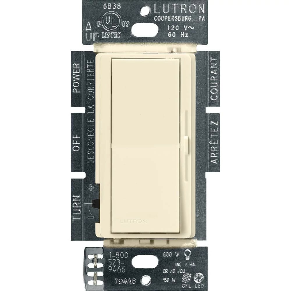 DVCL-153P-AL Diva LED+ Dimmer Switch, No Neutral Required, 150W LED, 1 Pole/3-Way, 120V, Almond