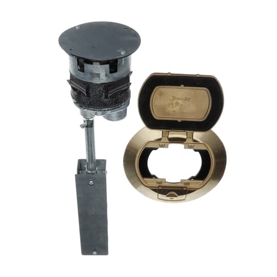 FPT4-4P-4C-TBRS Steel City Flush Service Poke-Through Base Unit With Cover, 4 in Hole, Die Cast Zinc/Steel