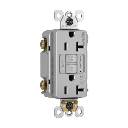 2097TRWRNAGRY radiant 20 Amp Duplex GFCI Receptacle SafeLock Protection, NAFTA Compliant, Gray