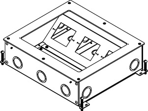 RFB9-OG Large Capacity On-Grade Floor Box, Steel, 261 cu-in Capacity, 4 Gangs, 32 Knockouts