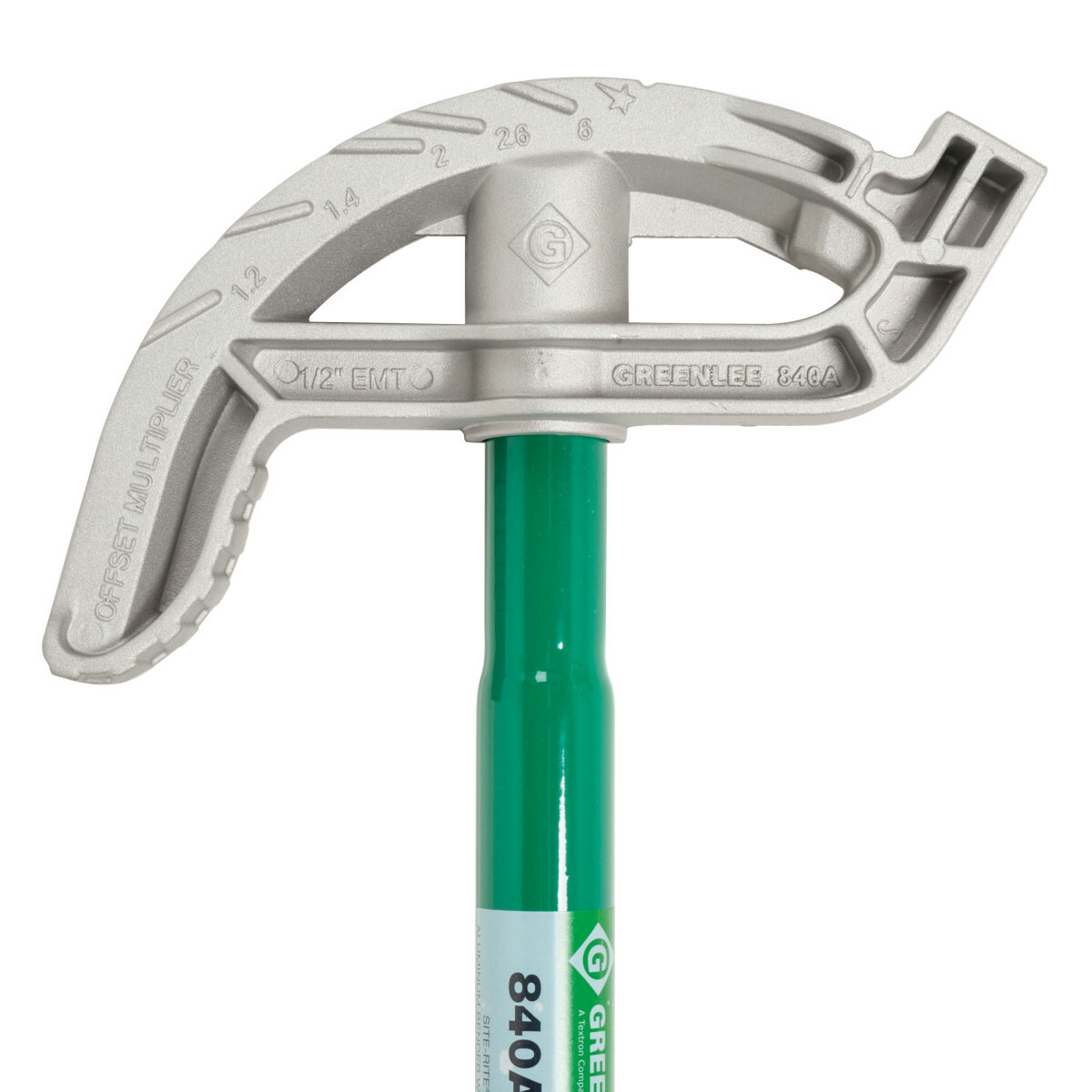 840AH Site-Rite Hand Bender Head With Handle, 10/22.5/30/45/60 deg Bend, 4-3/16 in Bend Radius, For Pipe Dia 1/2 in EMT