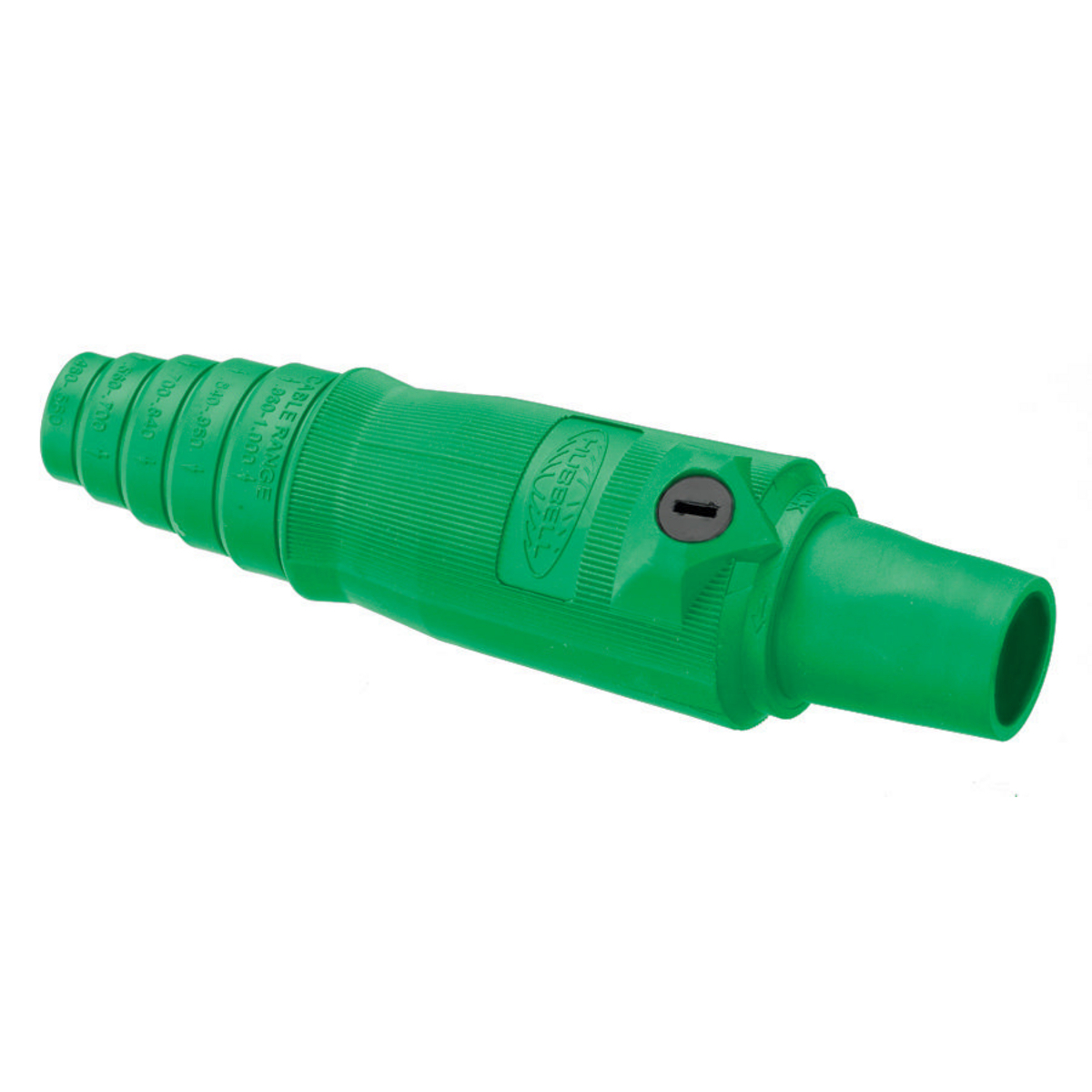 HBL400FGN 1-Pole Female Heavy Duty Taper Nose Standard SC/PPC Type Plug, 600 V AC/250 V DC, 400 A, 2/0 to 4/0 AWG Wire, Pressure Screw Terminal Connection, 3R/4X/12K NEMA Rating