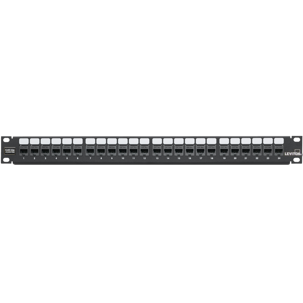 5G270-U24 GigaMax 1-RU Flat Patch Panel With eXtreme Cat 5e Connector, 24 Ports, CAT 5e, 26 to 22 AWG Terminal, Plastic/Steel