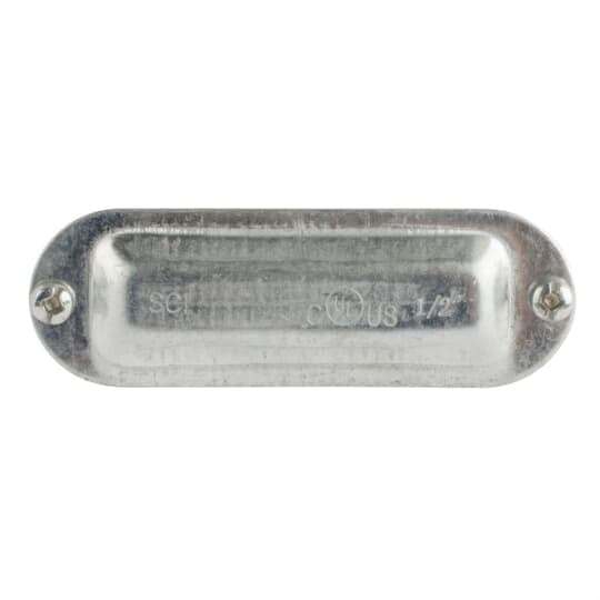 K50S T&B Oval Raised Dome Conduit Body Cover With Stainless Steel Stamped Steel Screw, 1/2 in Hub, For Use With Series 35 EMT Conduits, Stamped Steel, Zinc Plated