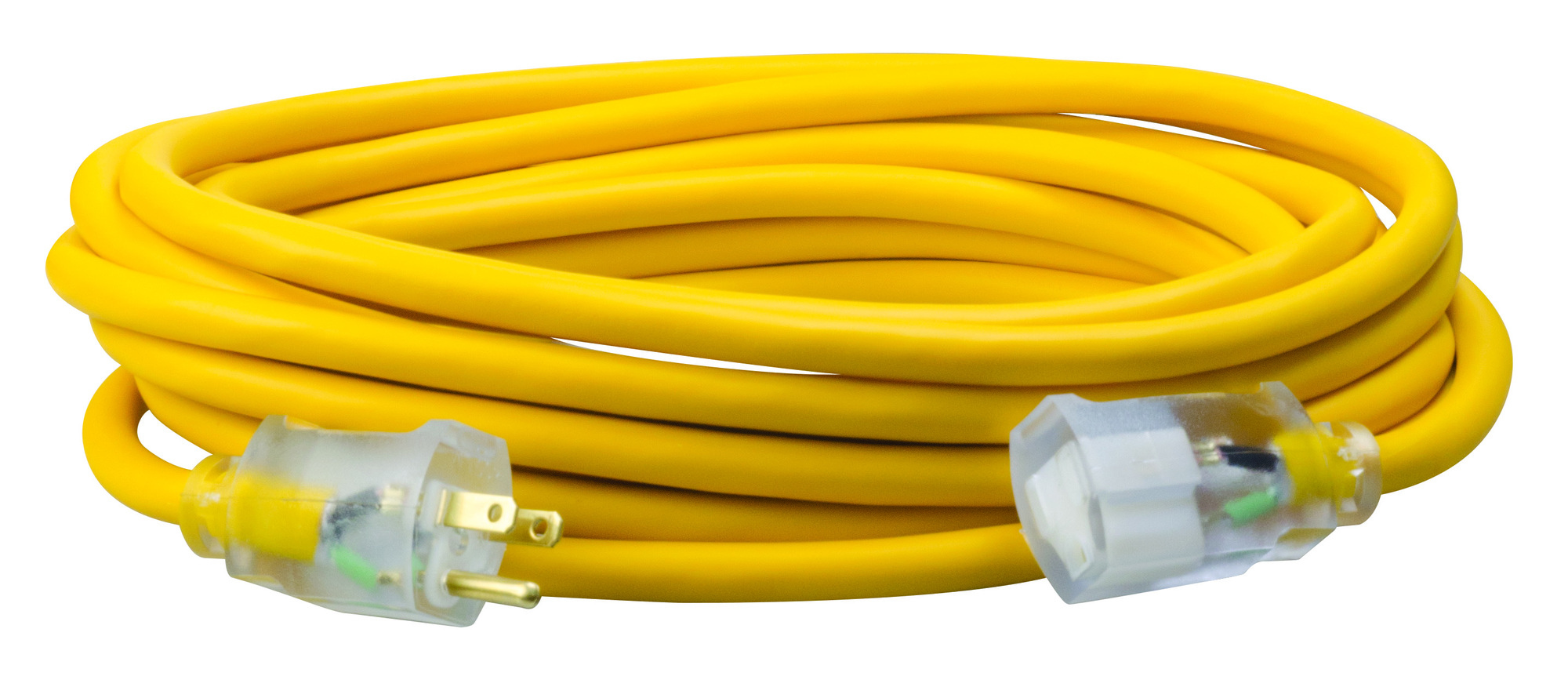 25ft Polar/Solar SJEOOW Outdoor Extension Cord with Light Ends, 12/3, Yellow