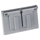 1-Gang Weatherproof Horizontal Mount Duplex Receptacle Box Cover, Material Zinc, Color Silver