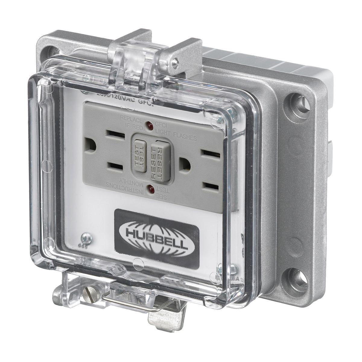 PR20 Output Plug-In Standard Screw Mount Signal and Control Combination Outlet, 125 V, 20 A, 1 Poles, Clear/Gray