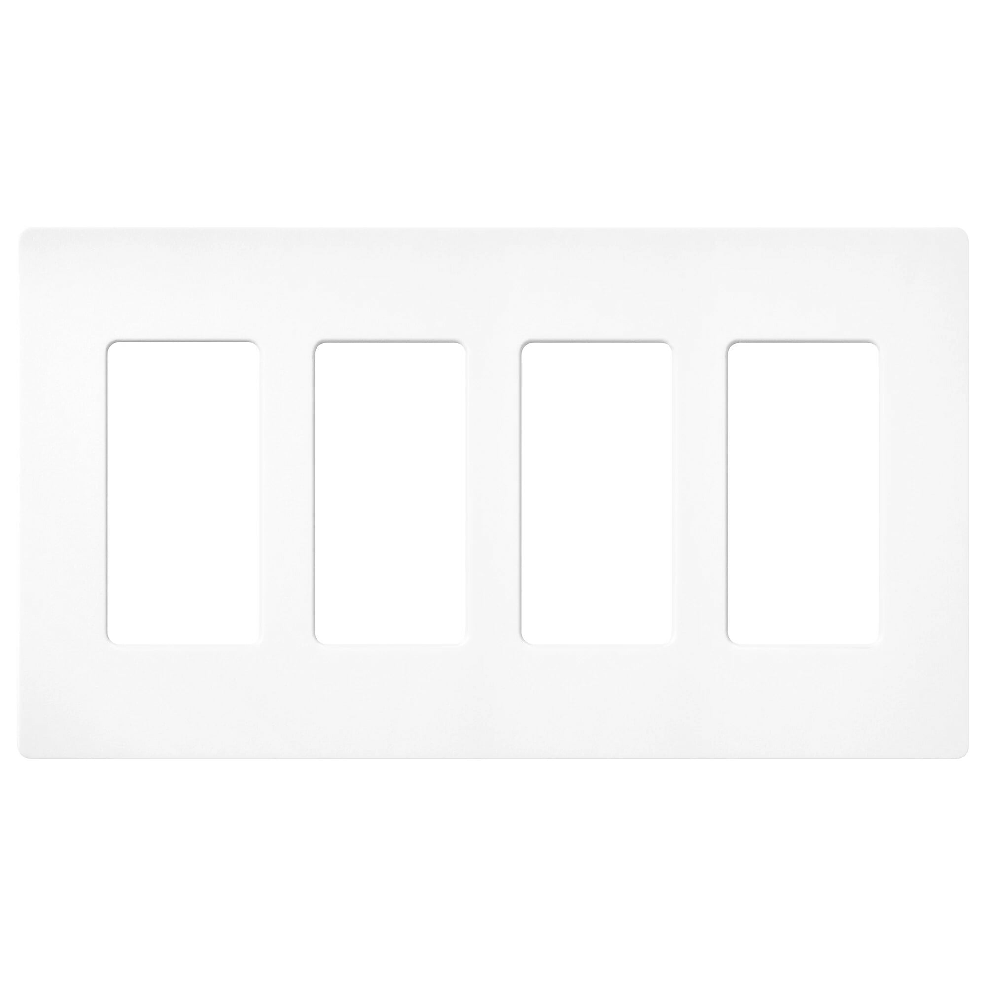 SC-4-BW Claro Wall Plate for Decorator-Style Dimmers, Switches, and Outlets, 4 Gang, Satin, Brilliant White