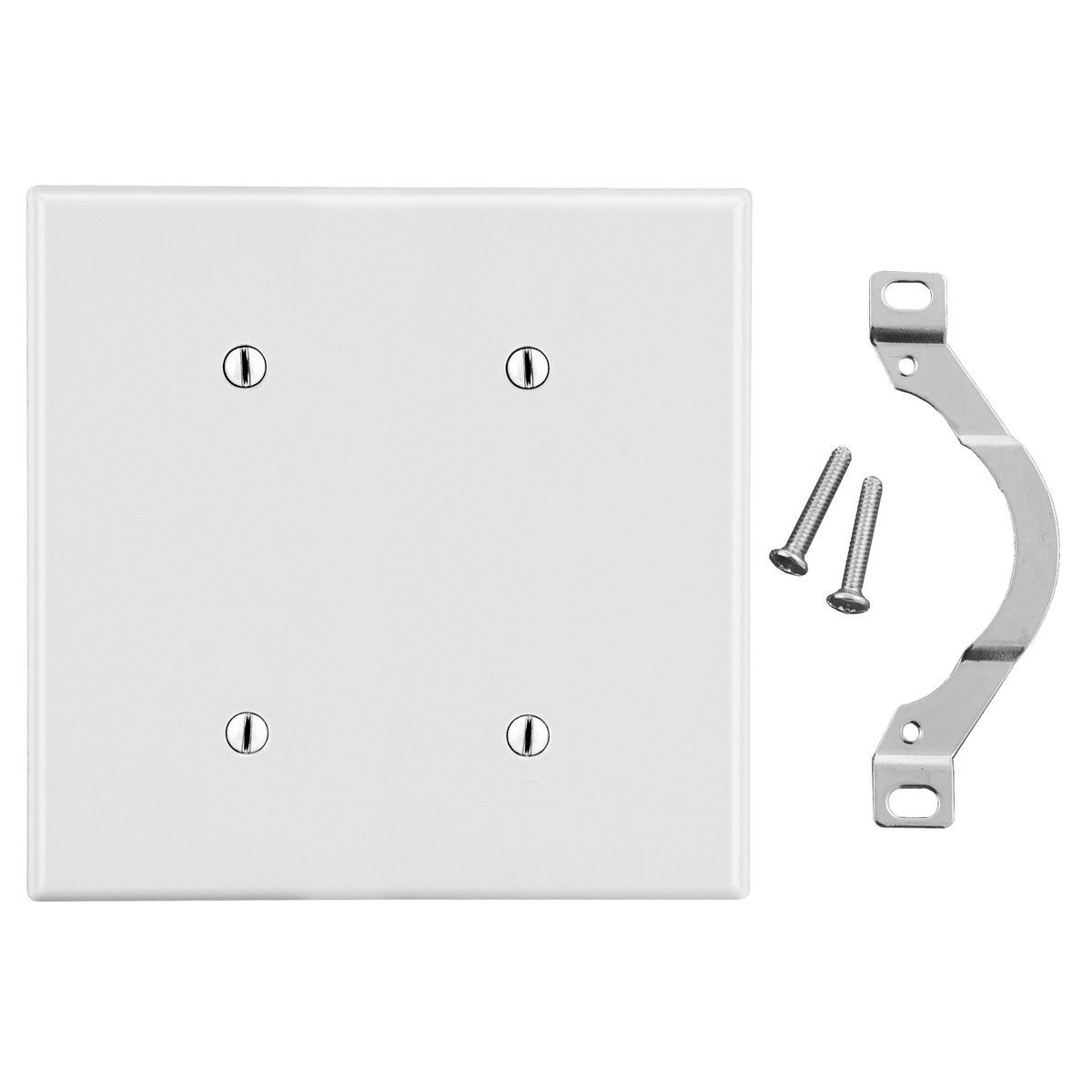 P24W Non-Metallic Standard Blank Wall Plate, 2 Gangs, 4.69 in W x 4.63 in H, Polycarbonate Thermoplastic, White