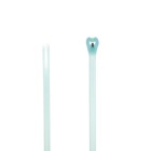 High Performance Cable Tie, Aquamarine Fluoropolymer ETFE for Temperatures up to 150 Degrees Celsius (302 F), Length of 185mm (7.3 Inches), Width of 4.3mm (0.17 Inch), Thickness of 1.8mm (0.07 Inch), Tensile Strength Rating of 222 Newtons (50 Pounds), Bulk Pack
