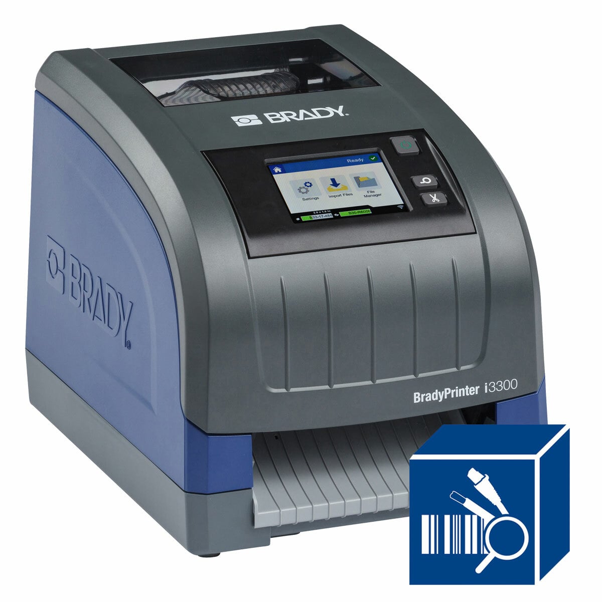 150640 i3300 Label Printer, Thermal Transfer Print, 4-1/4 in W Tape, 100 to 240 V AC at 50 to 60 Hz, Color LCD Touch Screen Display