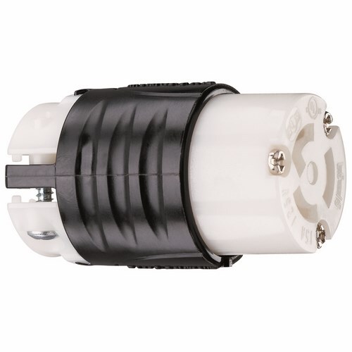 PSL515C 15 Amp NEMA L515 Connector - Black Back, White Front Body
