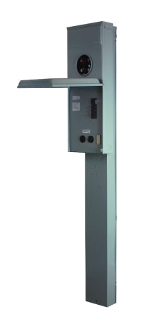 M275CP6010 Midwest GE 1-Head Ring Metered Power Pedestal, 120/240 VAC, 200 A, 1 Phase , 1/0 AWG to 250 kcmil Wire, NEMA 3R Enclosure