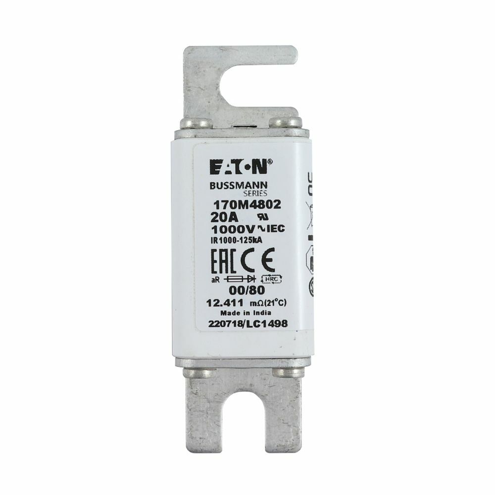 170M4802 Visual High Speed Fuse, 20 A, 690/700 V, 125 kA Interrupt, Class: AR, Square Body