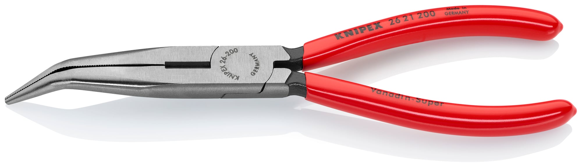 Long Nose 40° Angled Pliers with Cutter, 8 in., Plastic Coating