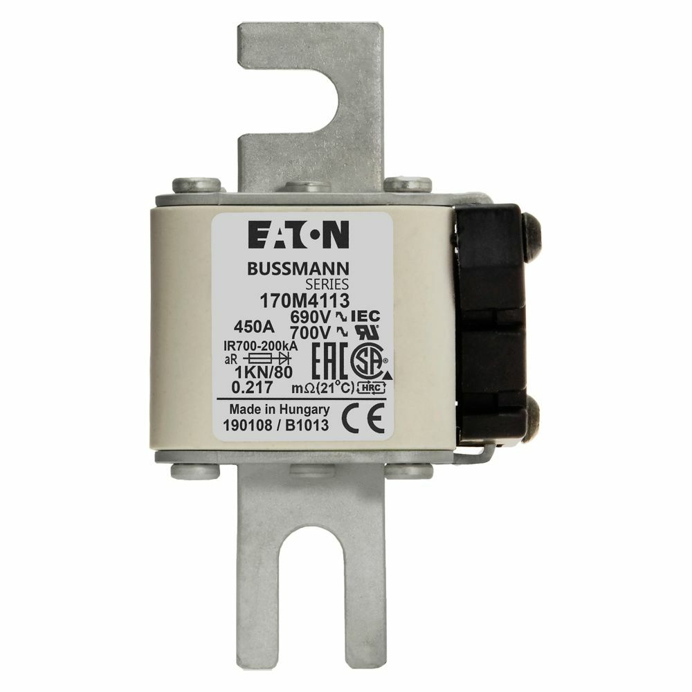 170M4113 Semi-Conductor High Speed Fuse, 450 A, 690 V, 200 kA Interrupt, Class: aR, Square Body