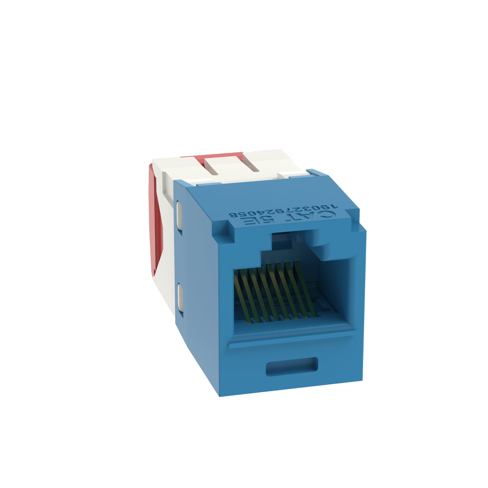 CJ5E88TGBU-24 PanNet Mini-Jack TX5e 1-Slot 8-Position 8-Wire Universal TG Style Unshielded Jack Module, Cat 5e RJ45/Mini-Com Module, Surface Mount, 1 Port, ABS/Plastic, Blue
